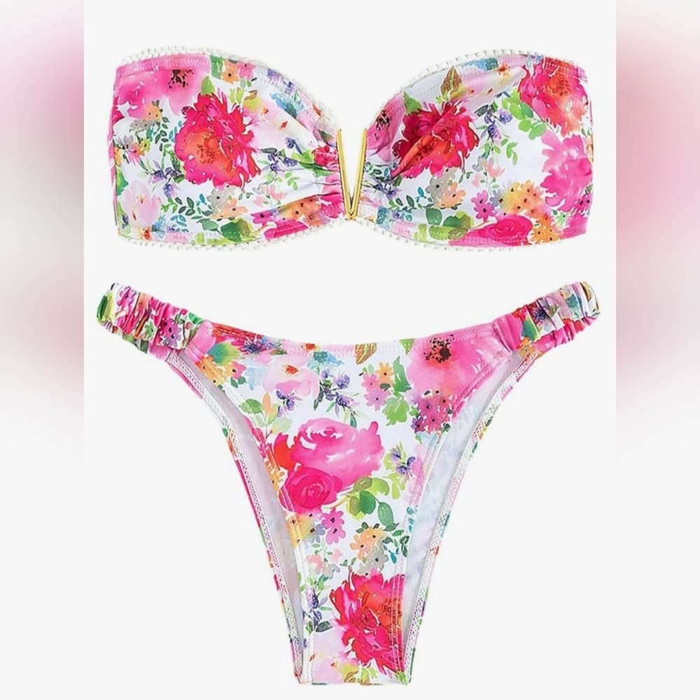 NEW NWOT Floral Strapless Bikini Set-Large